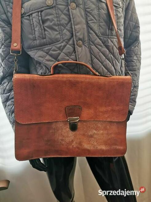 Torba skórzana na laptop aktówka na pasek skóra naturalna