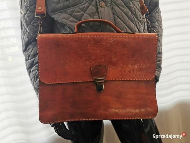 Torba skórzana na laptop aktówka na pasek skóra naturalna