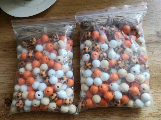 Koraliki Drewniane DIY z drewna korale deko pomarańczowe