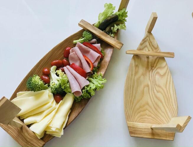 TACA na sushi statek drewniany do serwowania jedzenia 40 cm