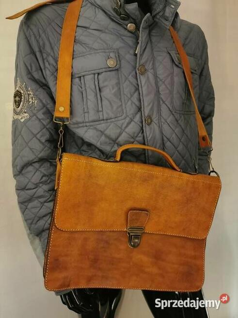 Torba skórzana na laptop aktówka na pasek skóra naturalna