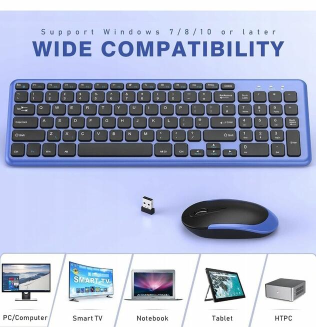 BEZPRZEWODOWA KLAWIATURA Z MYSZKĄ - WYSYŁKA KURIEREM GRATIS