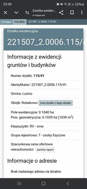Sprzedam działkę w malowniczym Robakowie