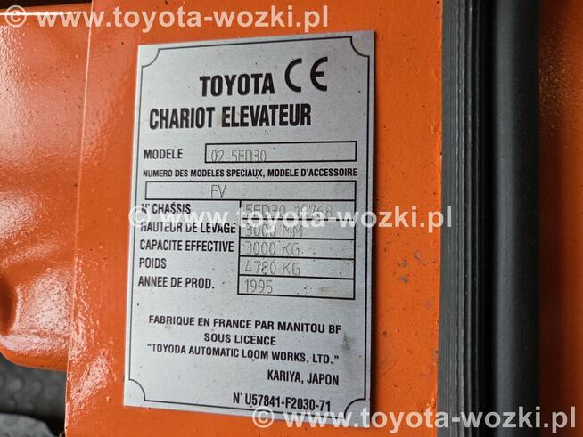 Wózek widłowy TOYOTA 5FD30 wolny skok TOYOTA 5FDF30 Linde