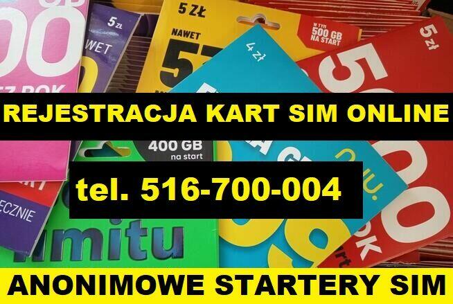 Zarejestrowane KARTY SIM polskie startery do telefonu anonim