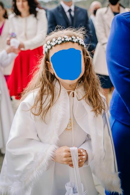 Sukienka komunijna alba z narzutką rozm. 128