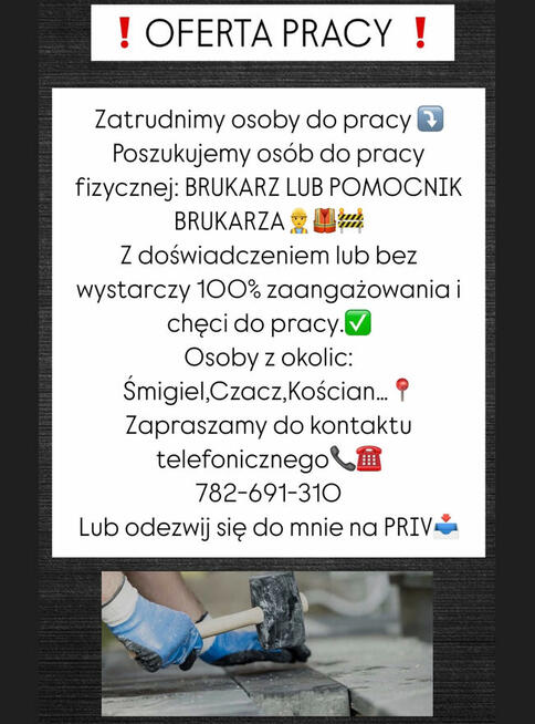 Praca BRUKARZ / POMOCNIK