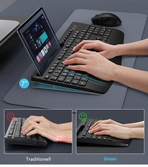 Zestaw klawiatura i myszka Bezprzewodowa, pełnowymiarowy ukł