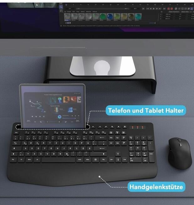 Zestaw klawiatura i myszka Bezprzewodowa, pełnowymiarowy ukł