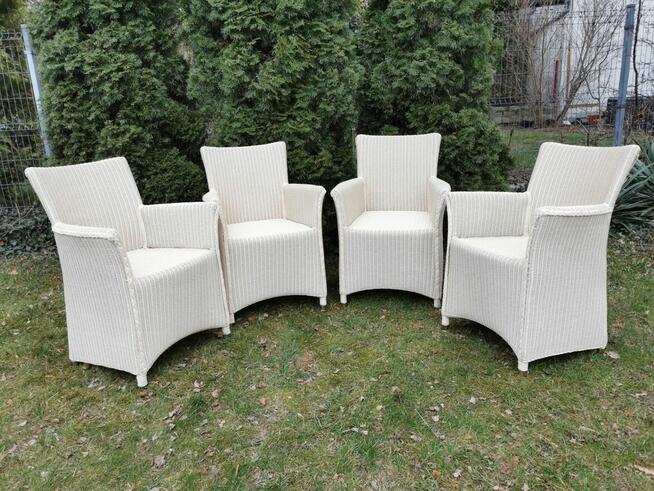 Krzesła do jadalni na taras Lloyd Loom Rattan ECRU 4 sztuki