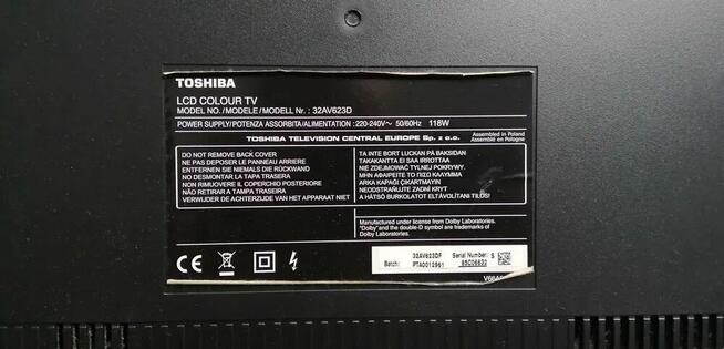 Telewizor Toshiba REGZA 32 cale Full HD 1080p tuner DVB-T