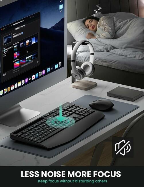 Zestaw klawiatura i myszka Bezprzewodowa, pełnowymiarowy ukł