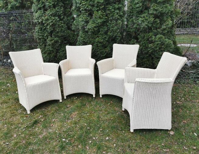 Krzesła do jadalni na taras Lloyd Loom Rattan ECRU 4 sztuki