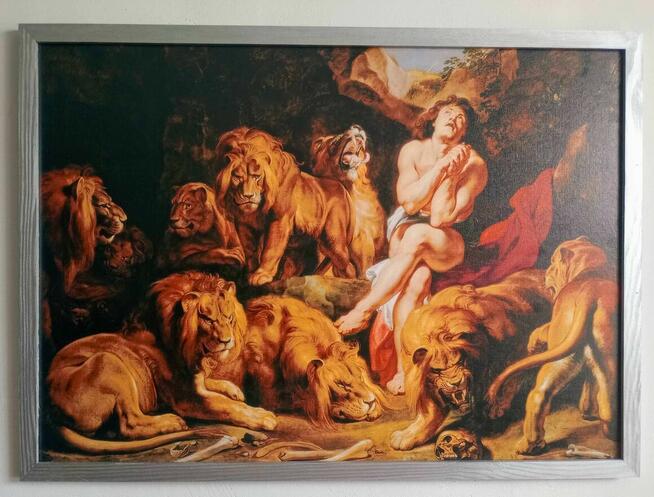Obraz na płótnie -Daniel w jaskini lwów, Rubens, 50x70cm