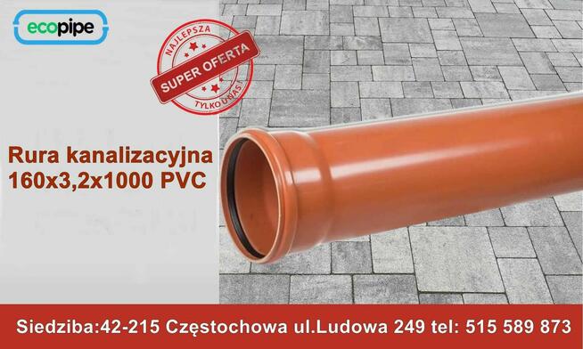 Rura kanalizacyjna zewnętrzna fi160x3.2x1000 PVC
