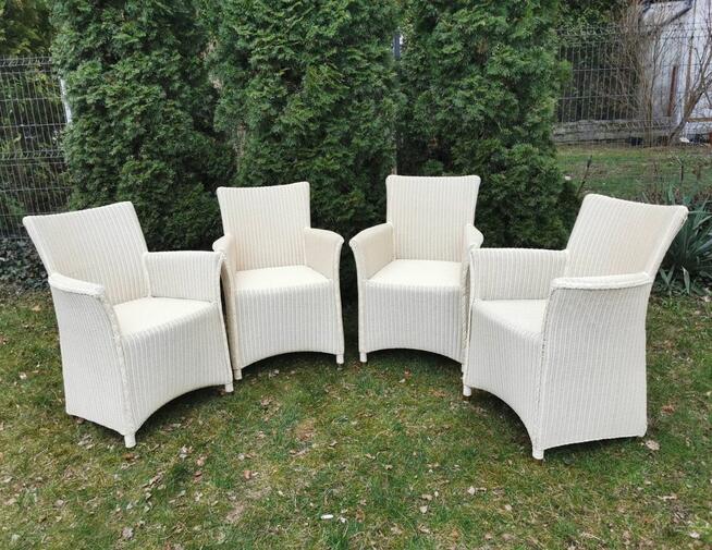 Krzesła do jadalni na taras Lloyd Loom Rattan ECRU 4 sztuki
