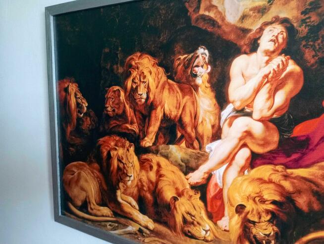 Obraz na płótnie -Daniel w jaskini lwów, Rubens, 50x70cm