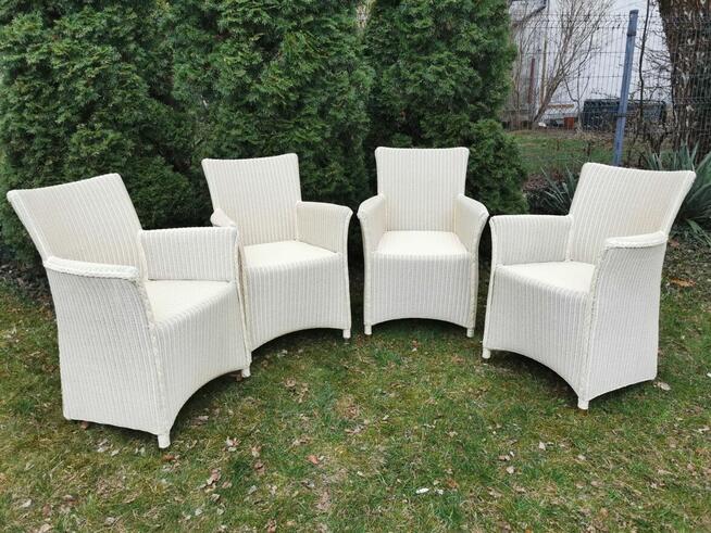 Krzesła do jadalni na taras Lloyd Loom Rattan ECRU 4 sztuki