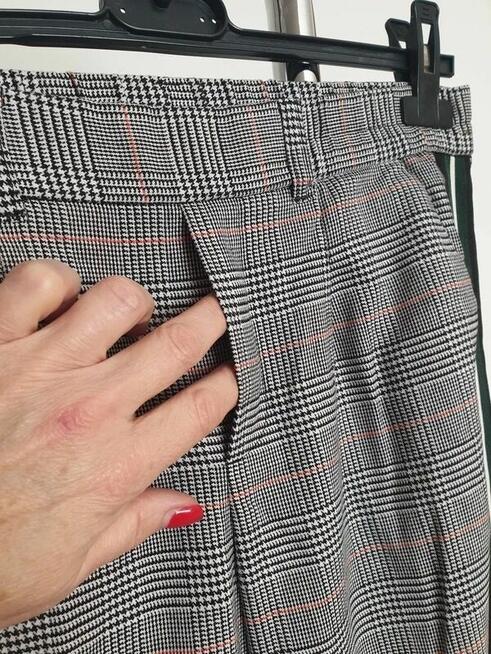 Spodnie szare krata lampas M