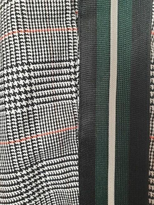 Spodnie szare krata lampas M