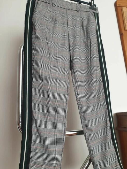 Spodnie szare krata lampas M
