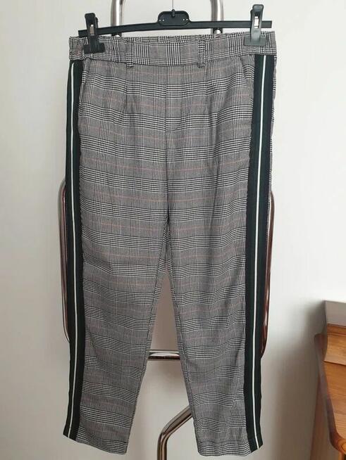 Spodnie szare krata lampas M