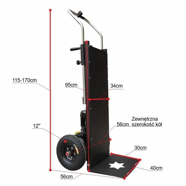 Schodołaz towarowy elektryczny 400kg wózek transportowy na s
