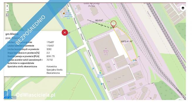 Wynajem budynku administracyjnego a działka przemysłowa – ul. Portowa, Gliwice (okolice zakładu mot
