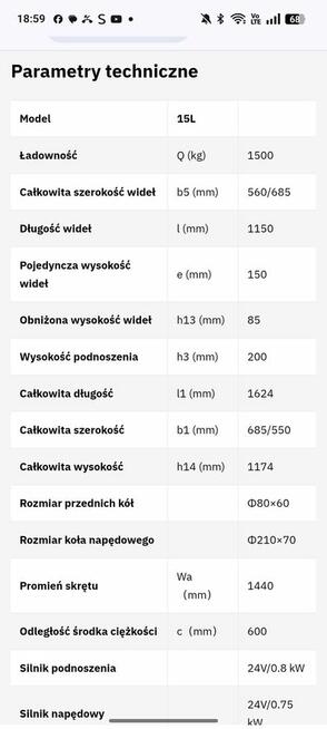 Na sprzedaż wózek paletowy EP15L 1150kg 115cm widły.faktuVAT