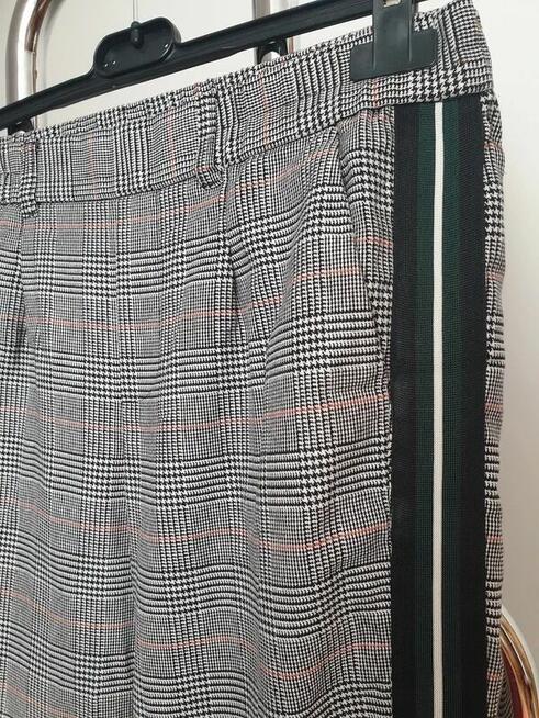 Spodnie szare krata lampas M