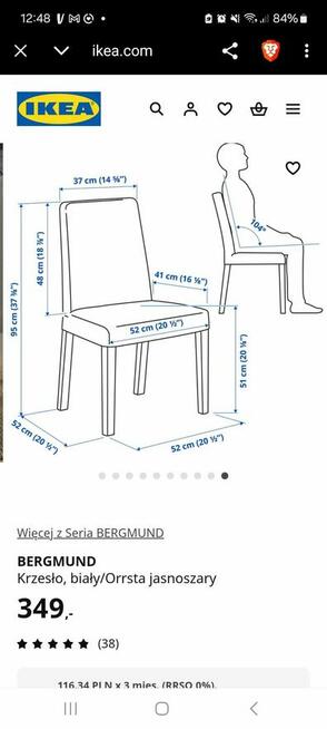 Kraków Stół biały Ikea i krzesła szare