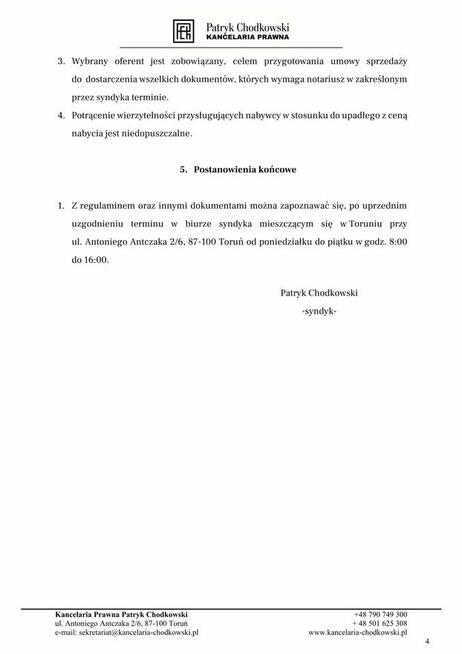 Syndyk sprzeda 9 udziałów w spółce KLINIKA - ZDROWIE