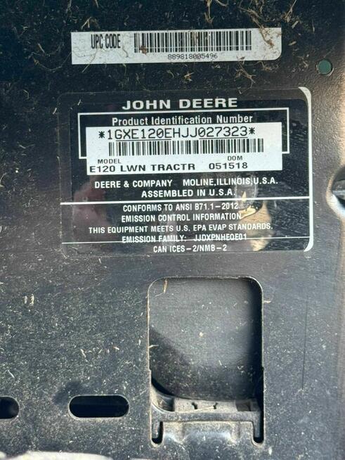 Traktorek Kosiarka John Deere E120 V 20KM Briggs&Strattonz USA