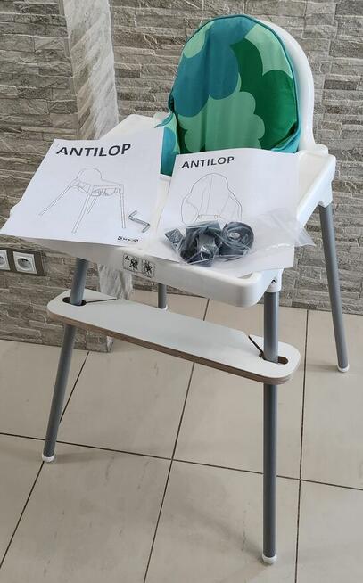 Ikea Antilop krzesło do karmienia + podnóżek + miękkie oparc