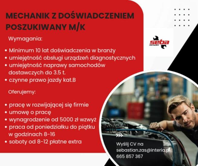 Poszukiwany mechanik/czka z doświadczeniem k/m