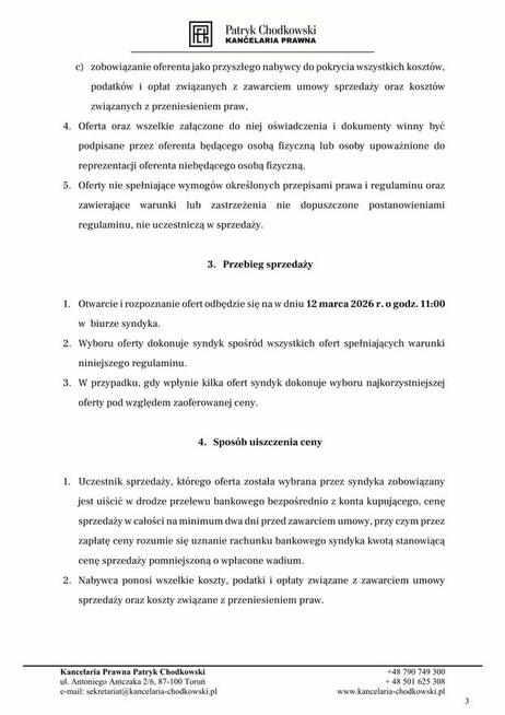 Syndyk sprzeda 435 akcji imiennych