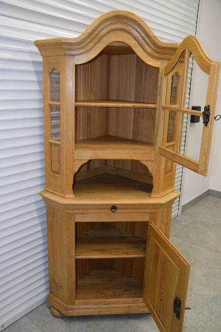 witryna narożna z drewna dębowego - jak nowa