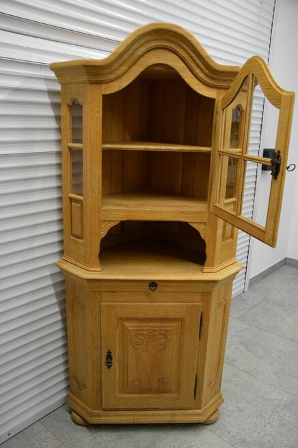 witryna narożna z drewna dębowego - jak nowa