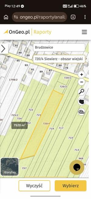 Działka rolna inwestycyjna na sprzedaż Brudzowice