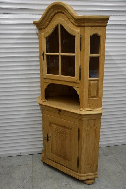 witryna narożna z drewna dębowego - jak nowa