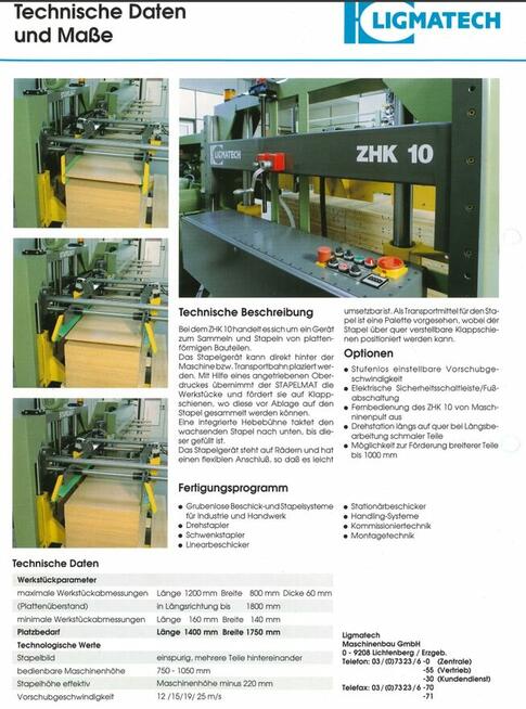 Sztaplarka, odbiornik elementów meblowych, manipulator