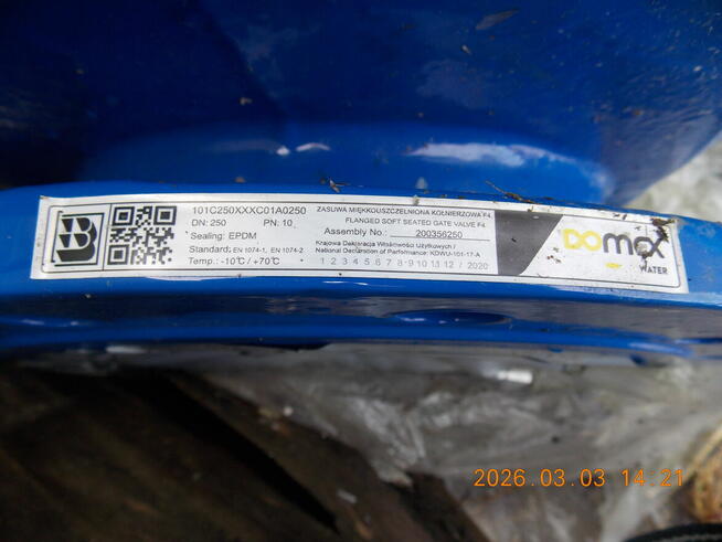 ZASUWA KOŁNIERZOWA MIĘKKOUSZCZELNIONA F4 DN250 PN 10