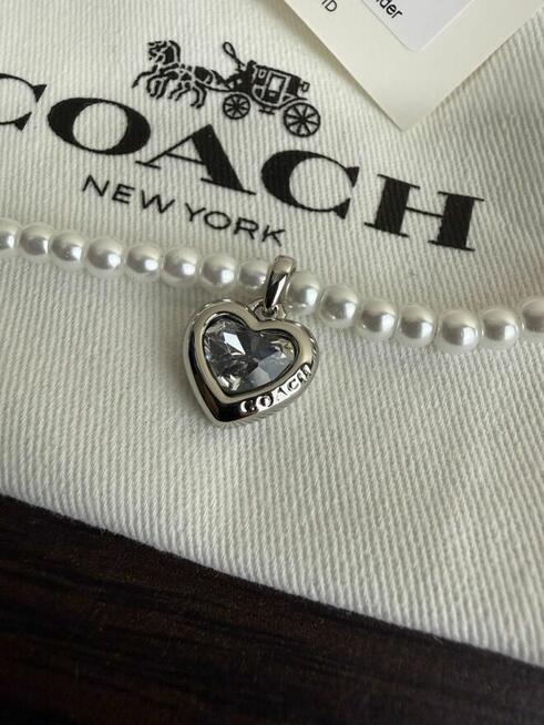 Naszyjnik damski Coach Stone Heart Pearl Choker Necklace