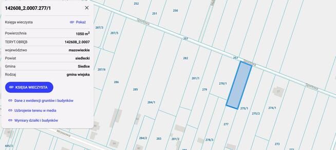 Działka budowlana Grabianów 1 049,94 m²