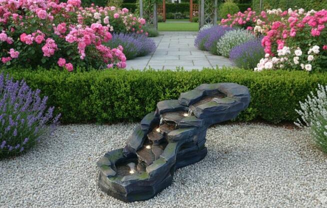 FONTANNA OGRODOWA KASKADA - DEKORACJA ! 135 cm ! oświetl