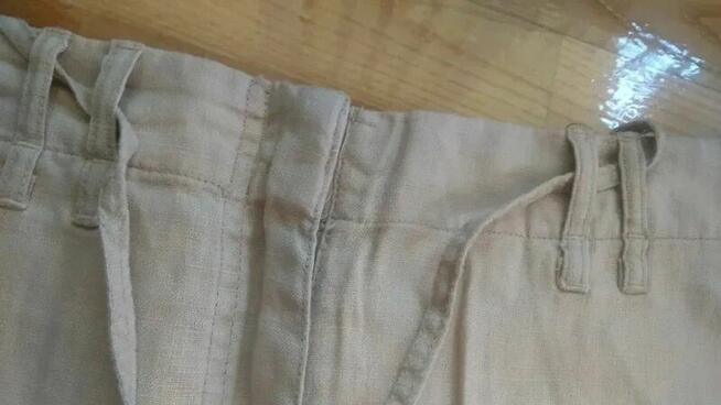 Spódnica HM lniana beż jasny z kieszeniami M midi len