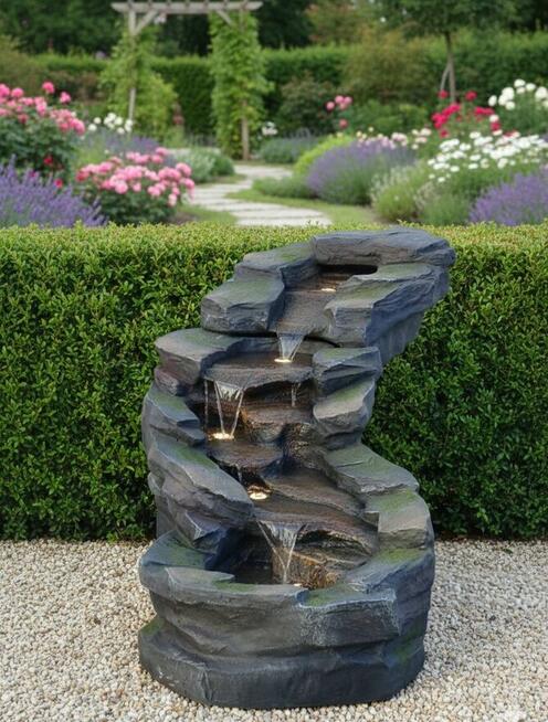 FONTANNA OGRODOWA KASKADA - DEKORACJA ! 135 cm ! oświetl