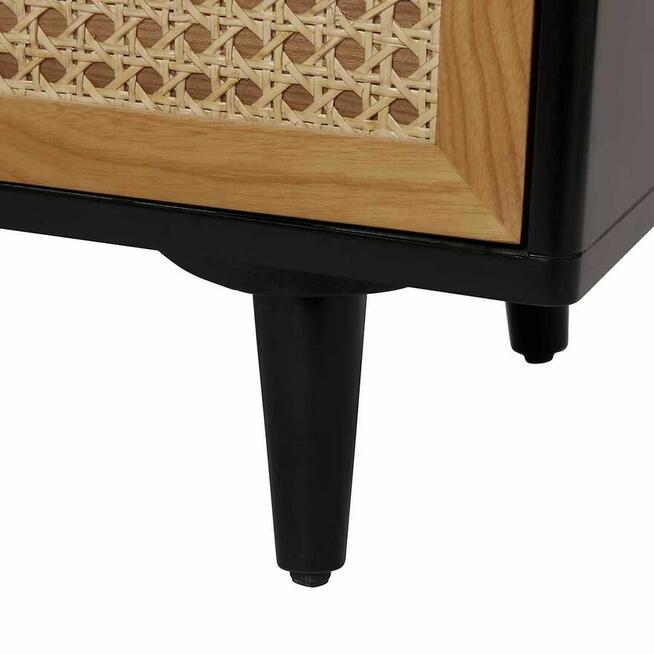 Komoda Leona Czarny Matt Rattan 3 Szuflady Boho Retro 80 cm