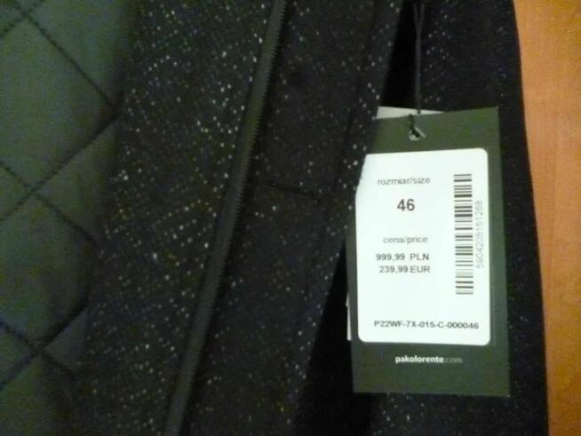 Męski czarny płaszcz Pako Lorente z kapturem (NOWY)