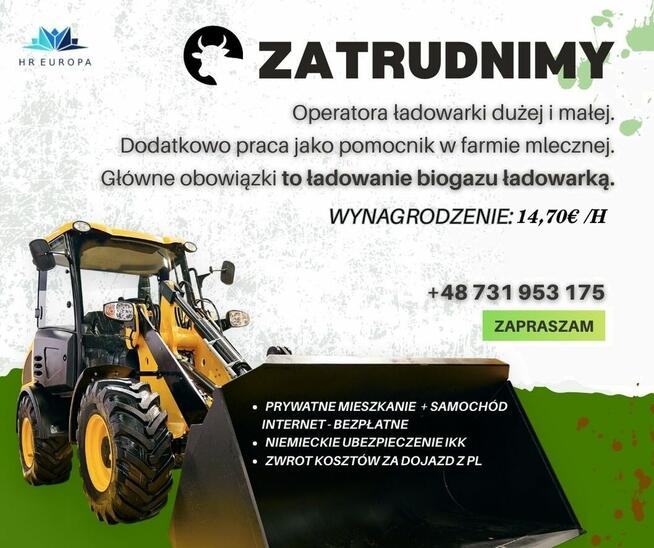 PRACOWNIK GOSPODARSTWA ROLNEGO (ŁADOWARKA / OBORA / WARSZTA